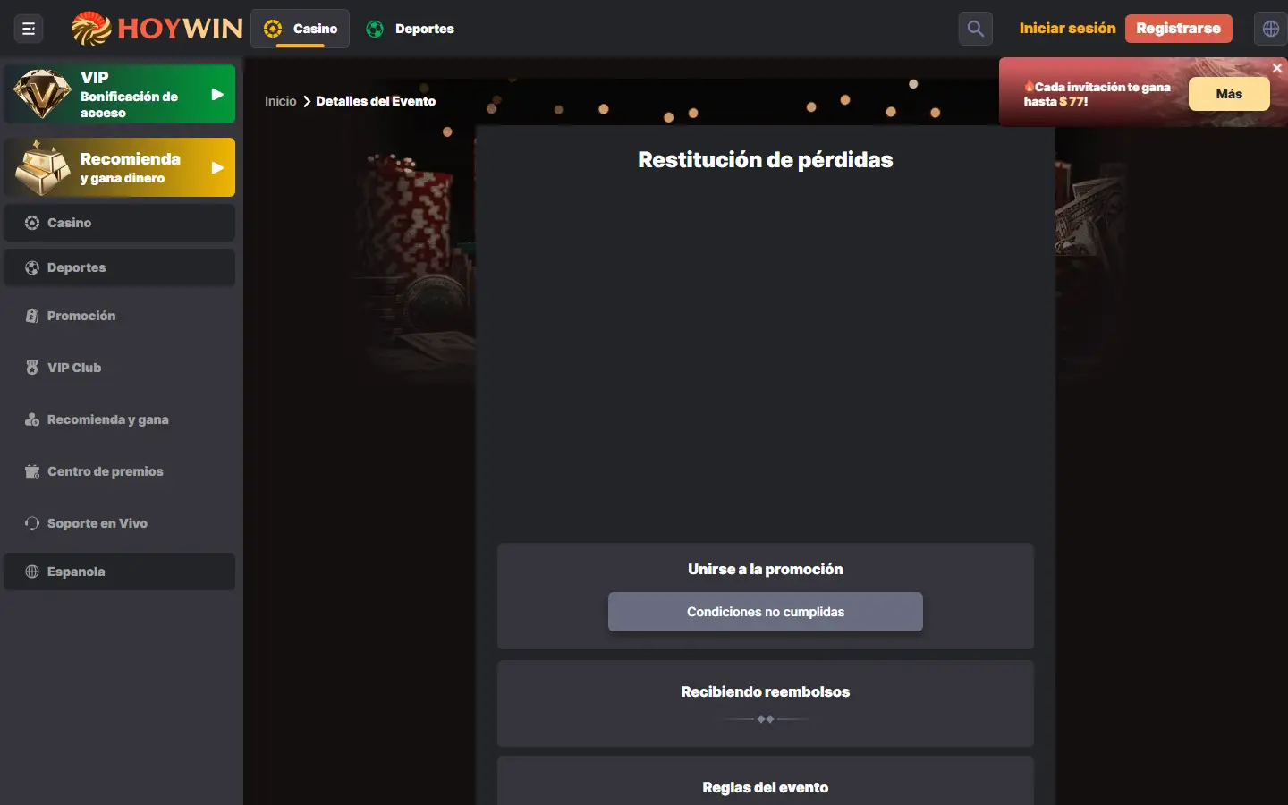 Panel de beneficios de Hoywin